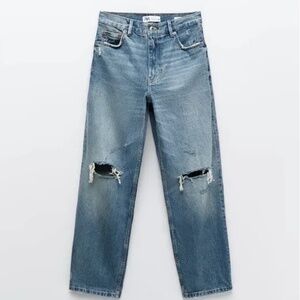 zara baggy wide leg ripped jeans